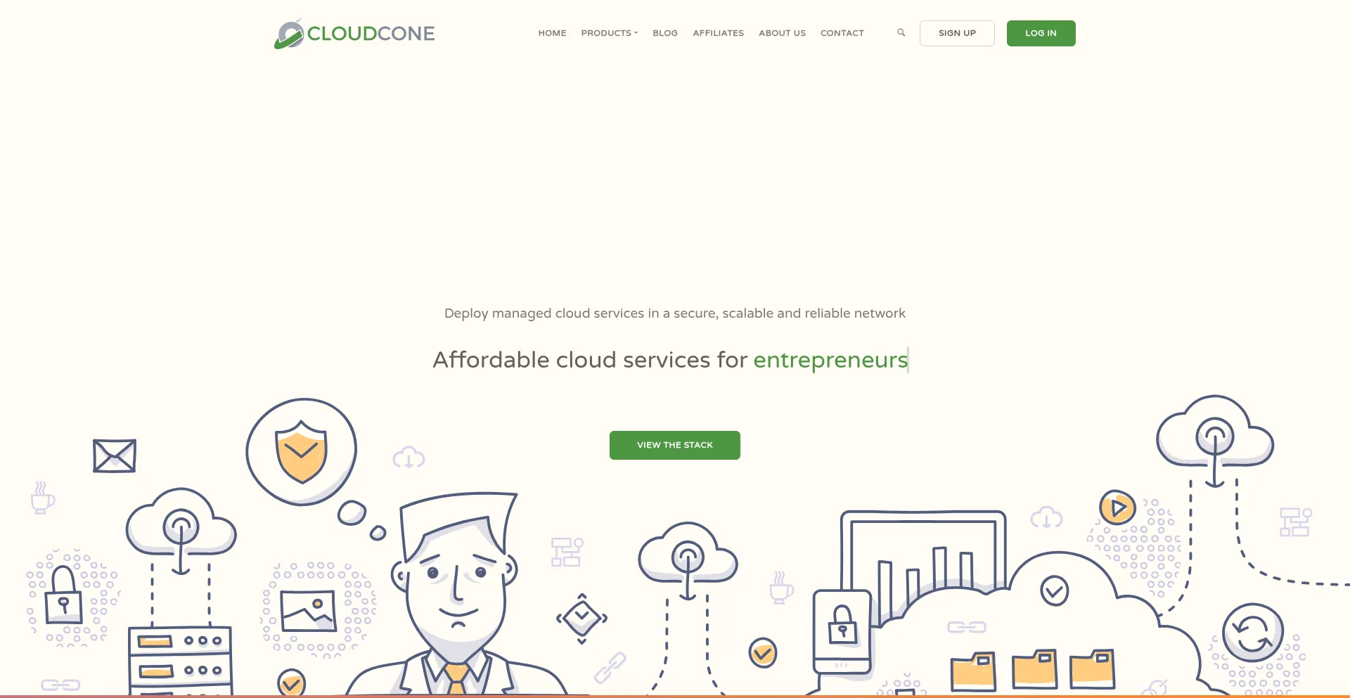 Website screenshot of Cloudcone.com