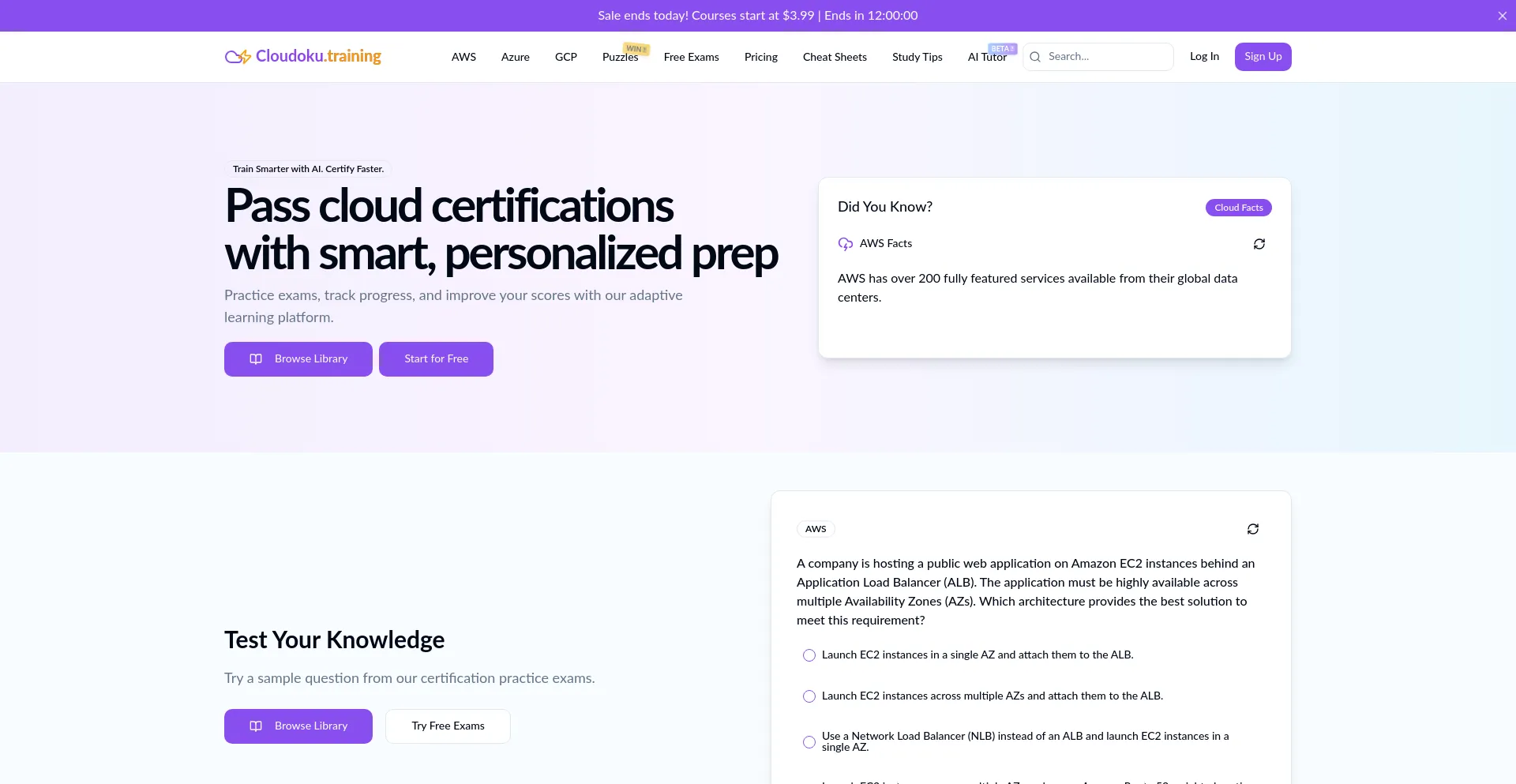 Website screenshot of Cloudoku.training