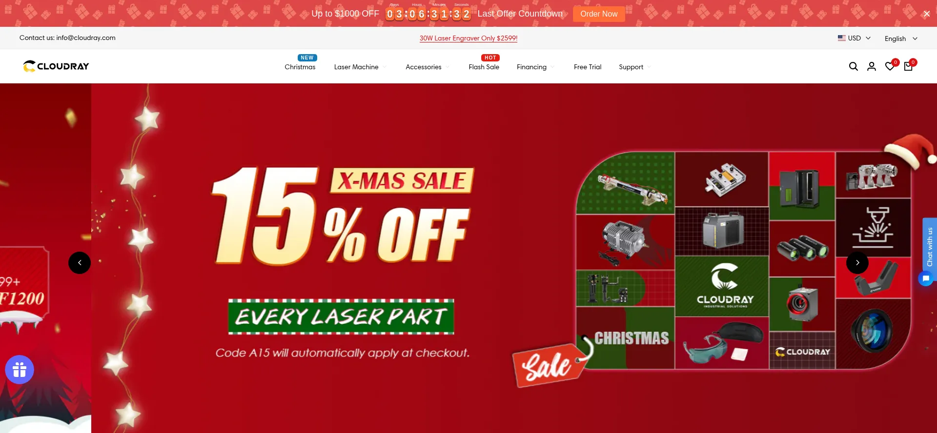 Website screenshot of Cloudraylaser.com
