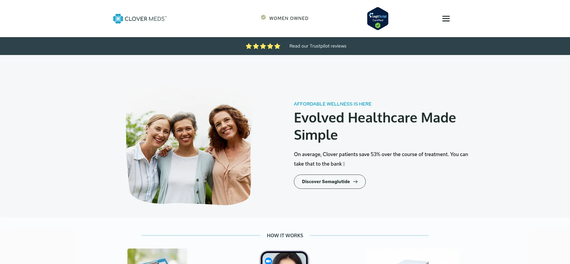 Website screenshot of Clovermeds.com