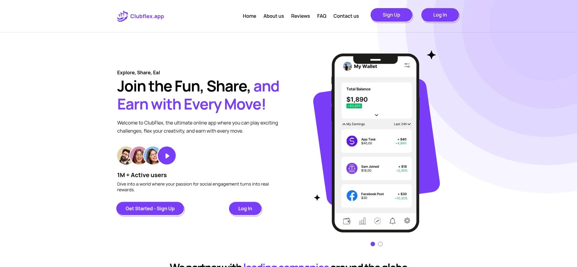 Website screenshot of Clubflex.app