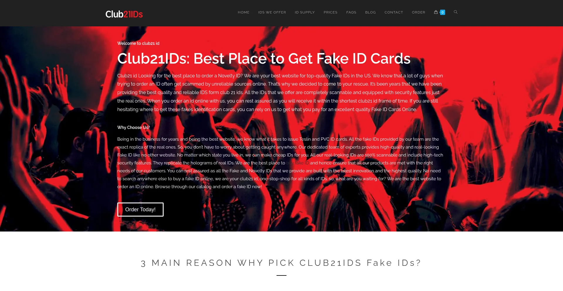 Website screenshot of Clubs21id.com