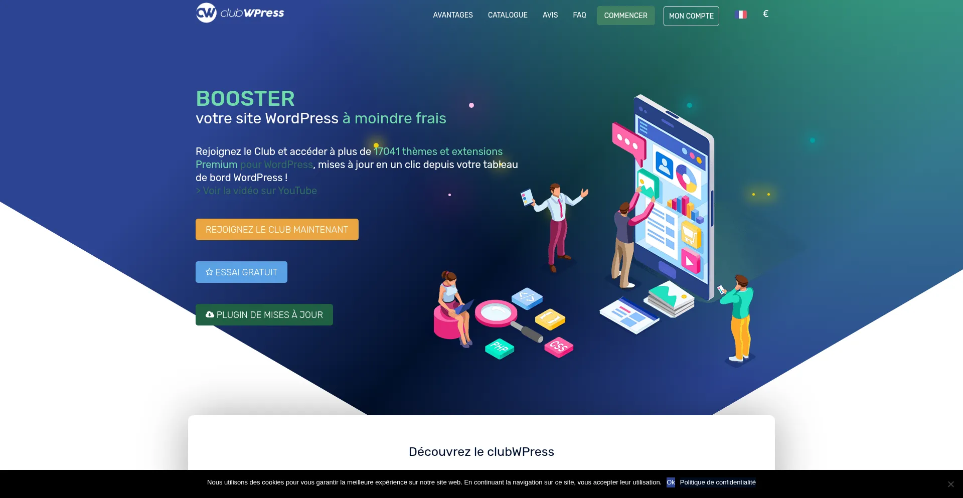 Website screenshot of Clubwpress.net