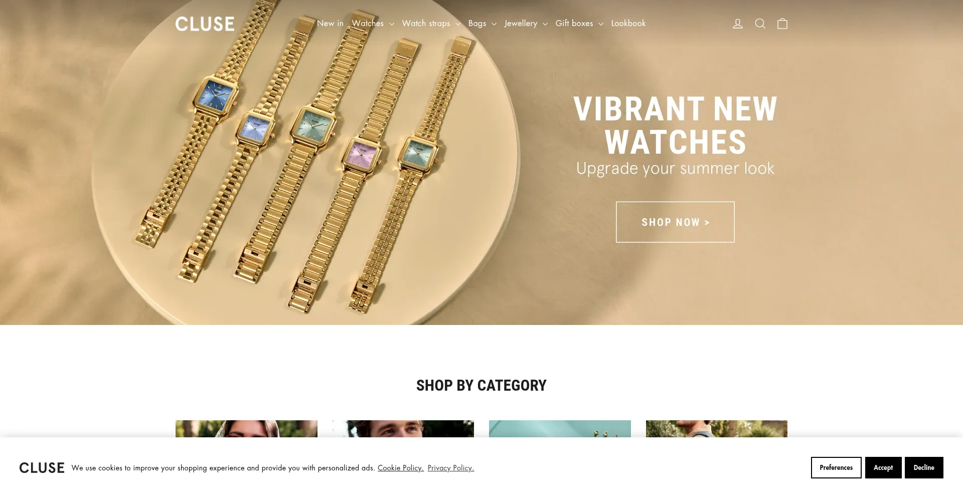 Website screenshot of Cluse.com
