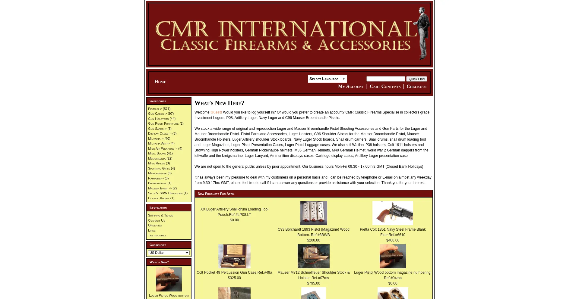 Website screenshot of Cmrfirearms.com