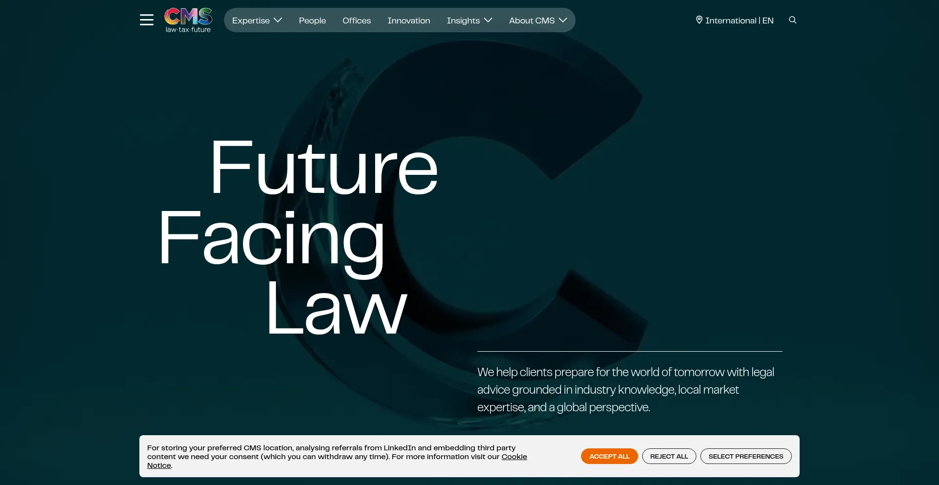 Website screenshot of Cms.law
