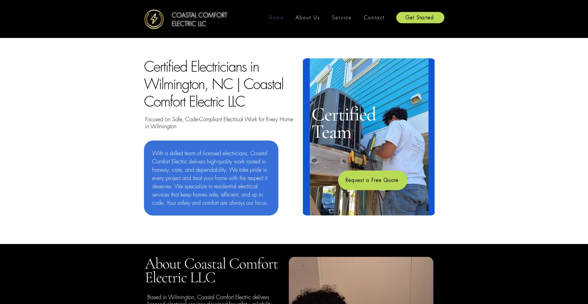 Website screenshot of Coastalcomfortelectricllc.com