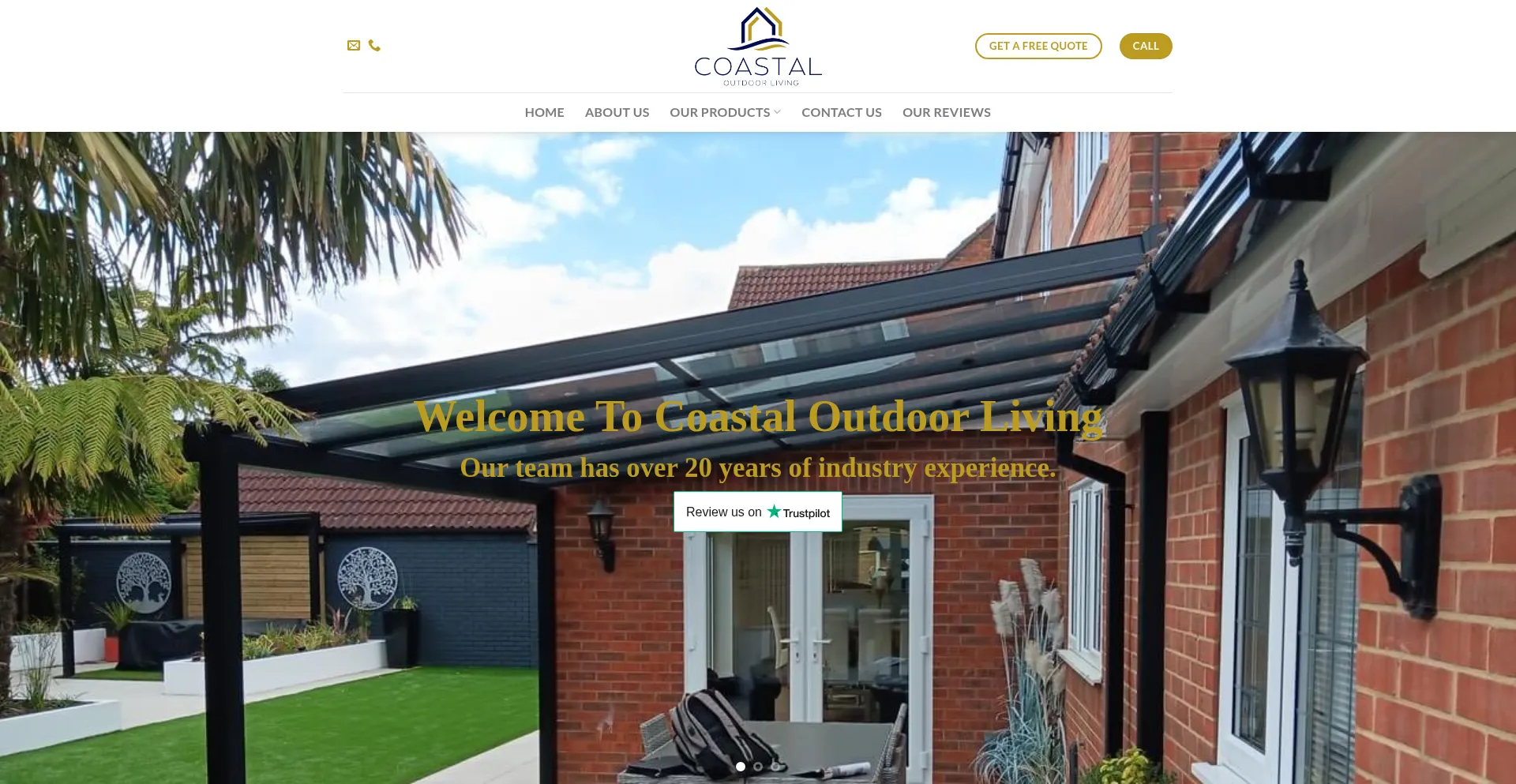 Website screenshot of Coastaloutdoorliving.co.uk