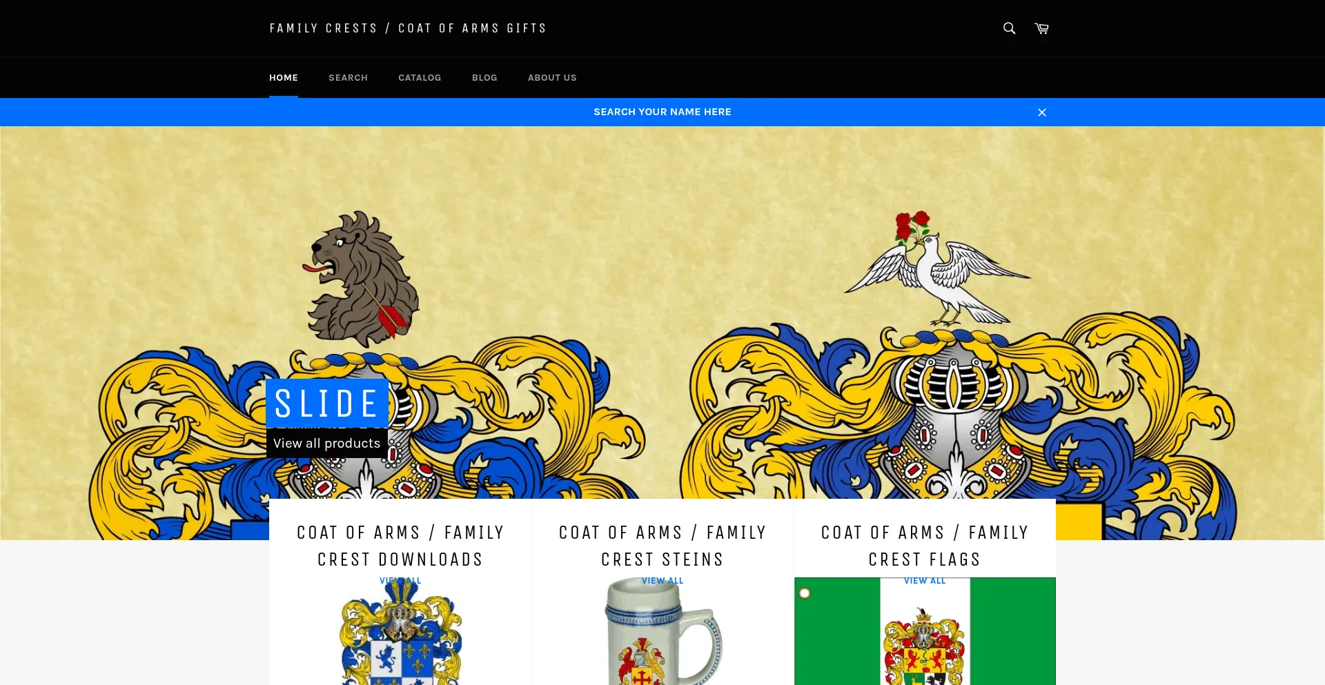 Website screenshot of Coatofarmsgifts.com