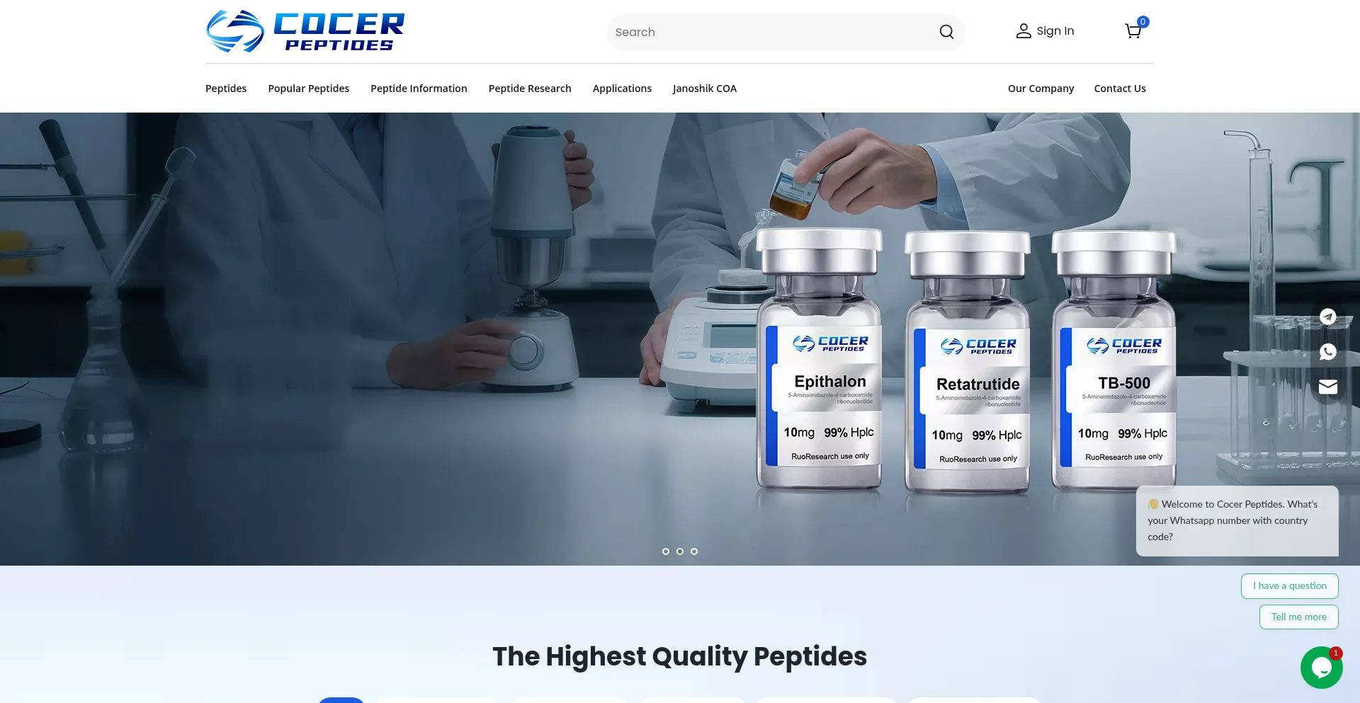 Cocerpeptides.com Screenshot