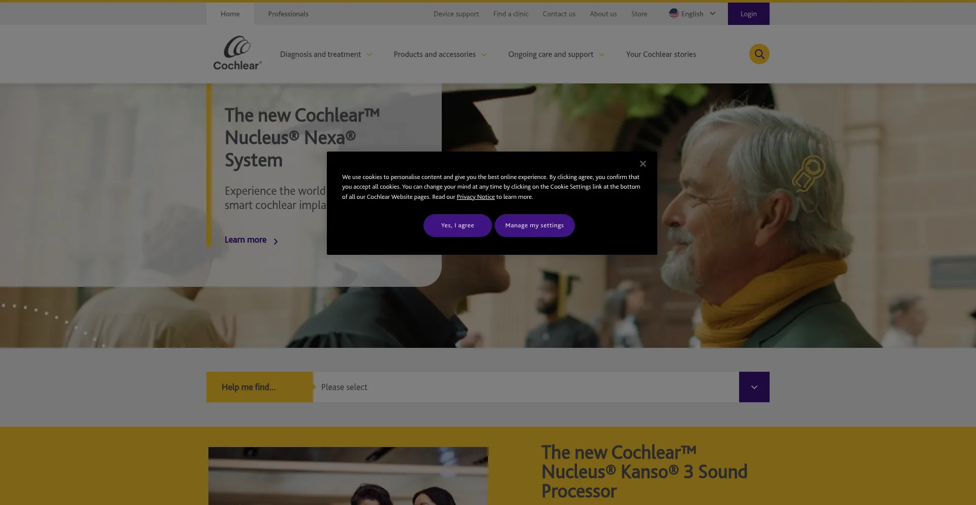 Website screenshot of Cochlearamericas.com