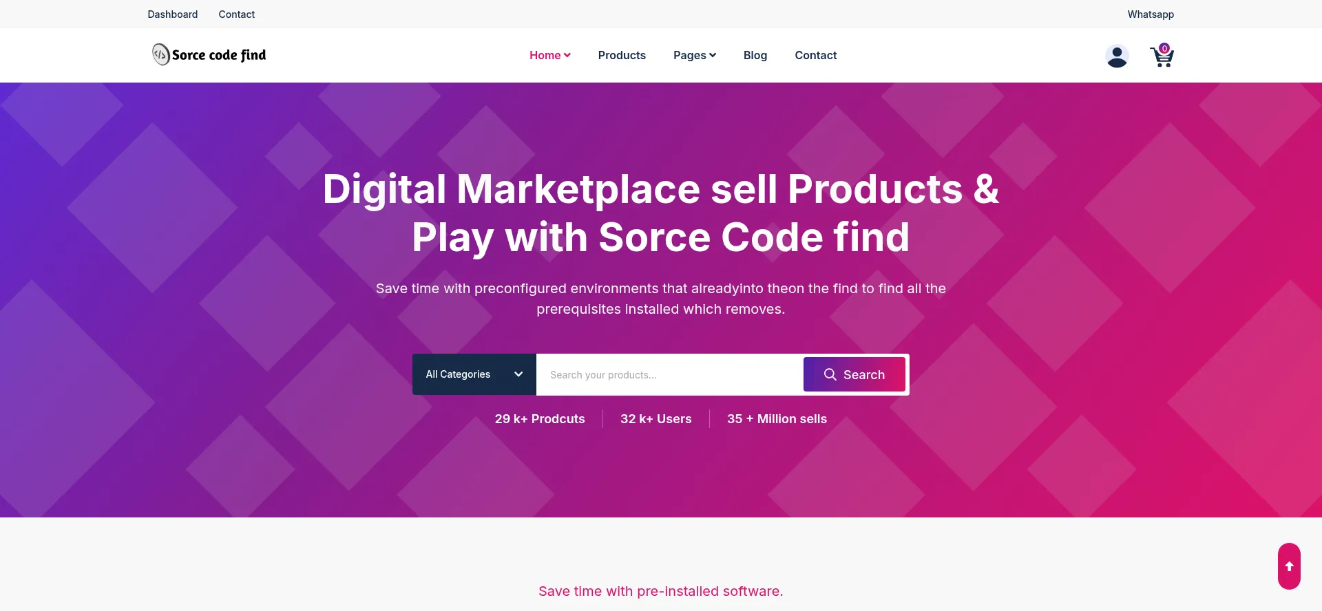 Website screenshot of Codefind.shop