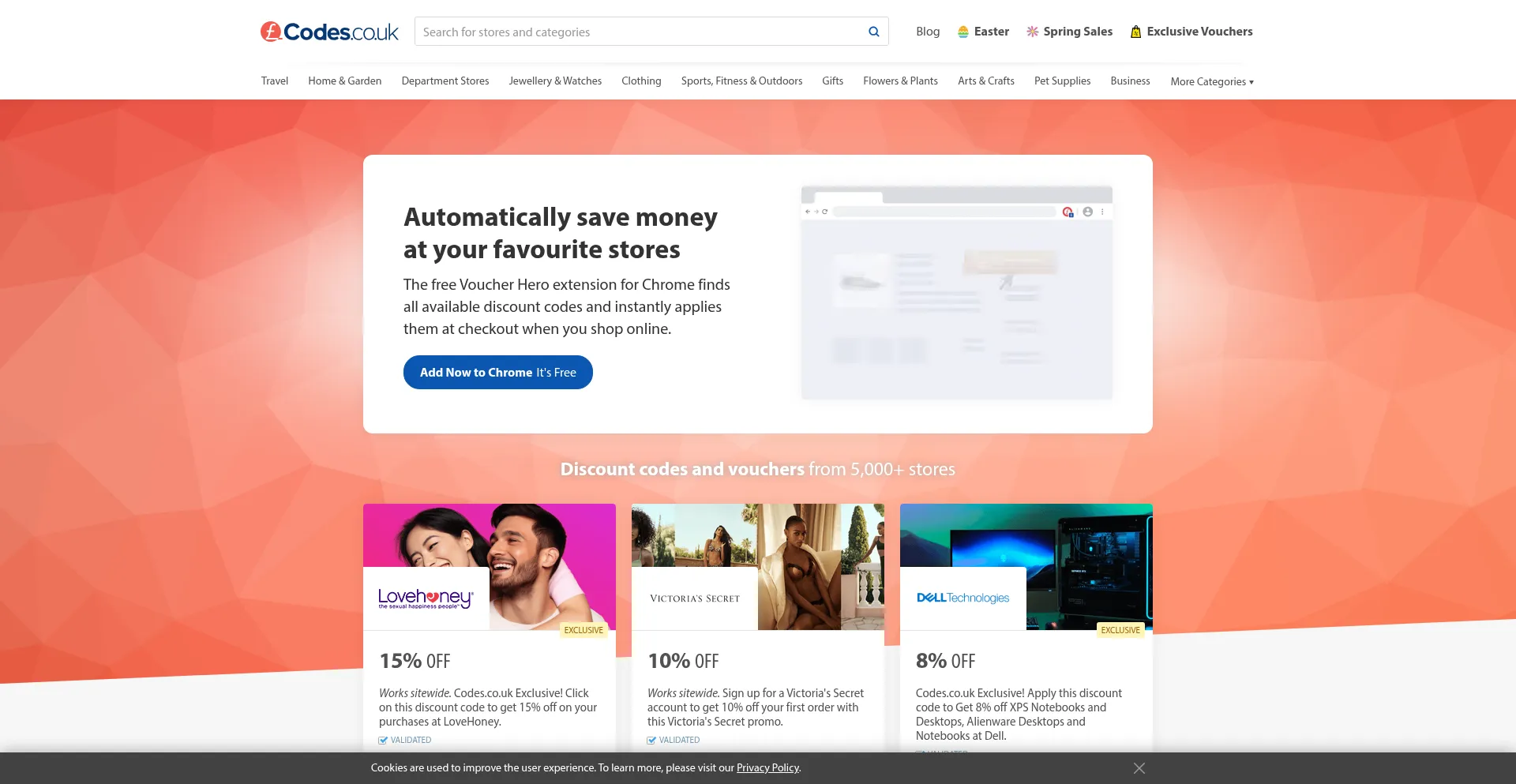 Website screenshot of Codes.co.uk
