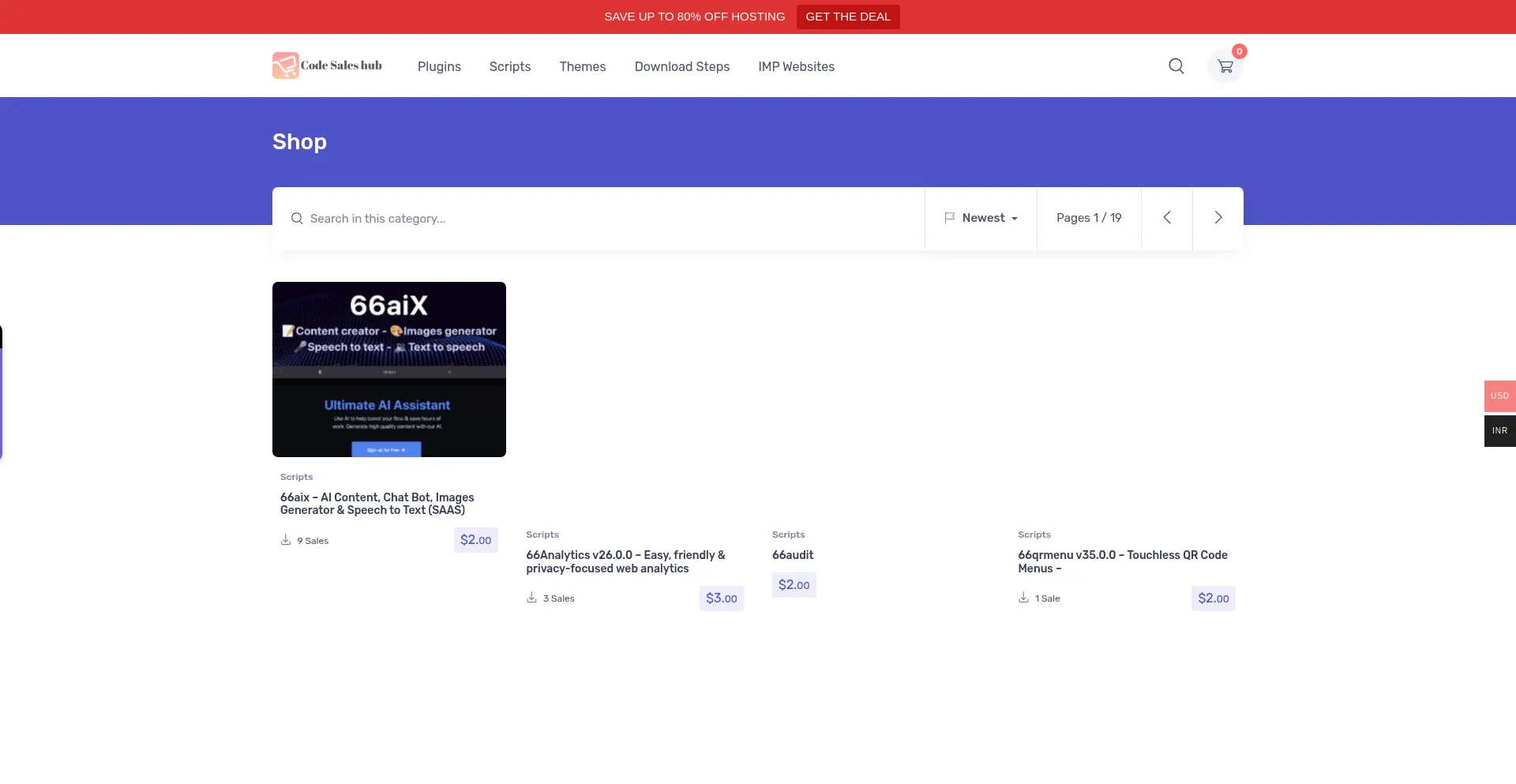 Website screenshot of Codesaleshub.in