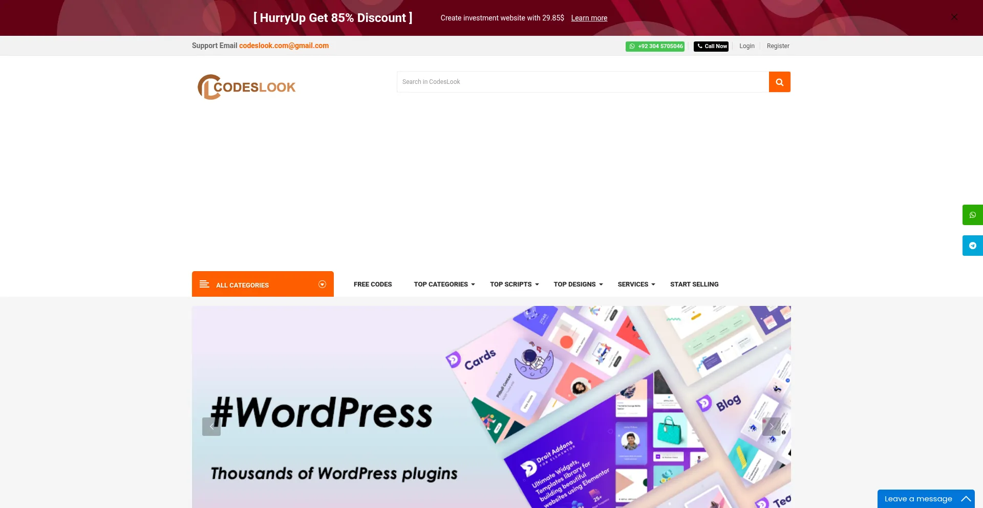Website screenshot of Codeslook.com