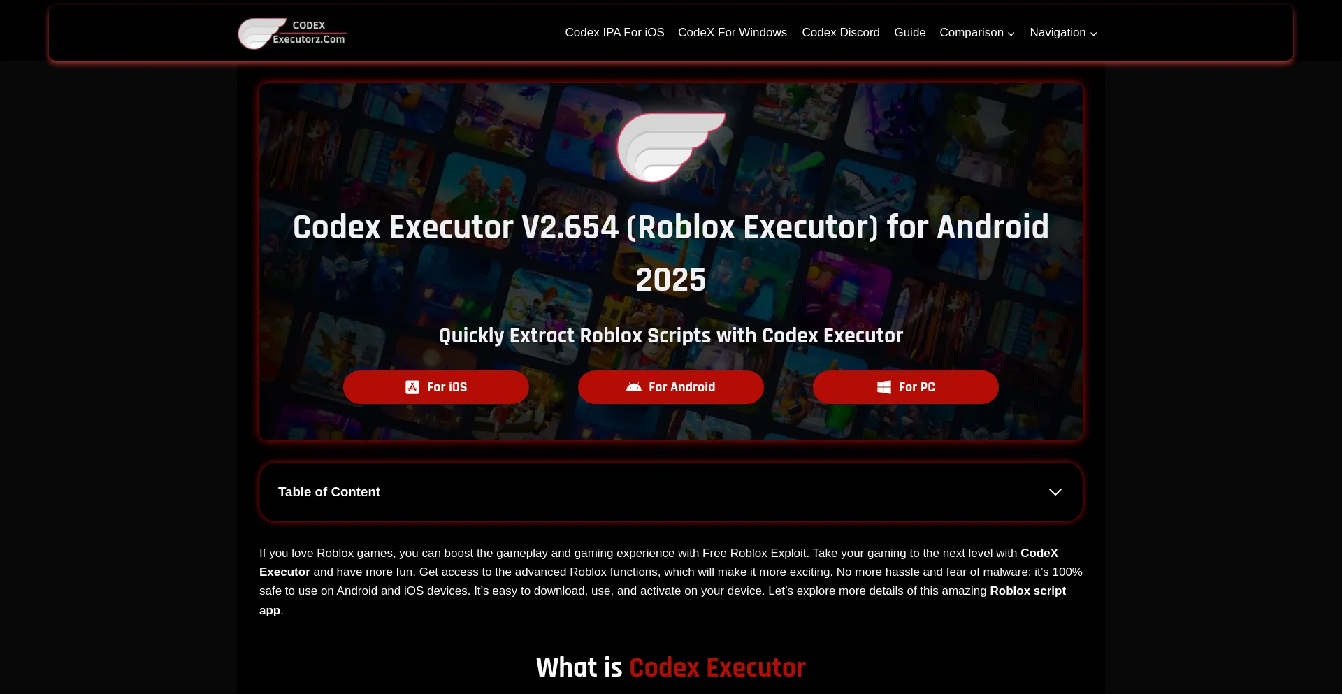 Codexexecutorz.com Screenshot