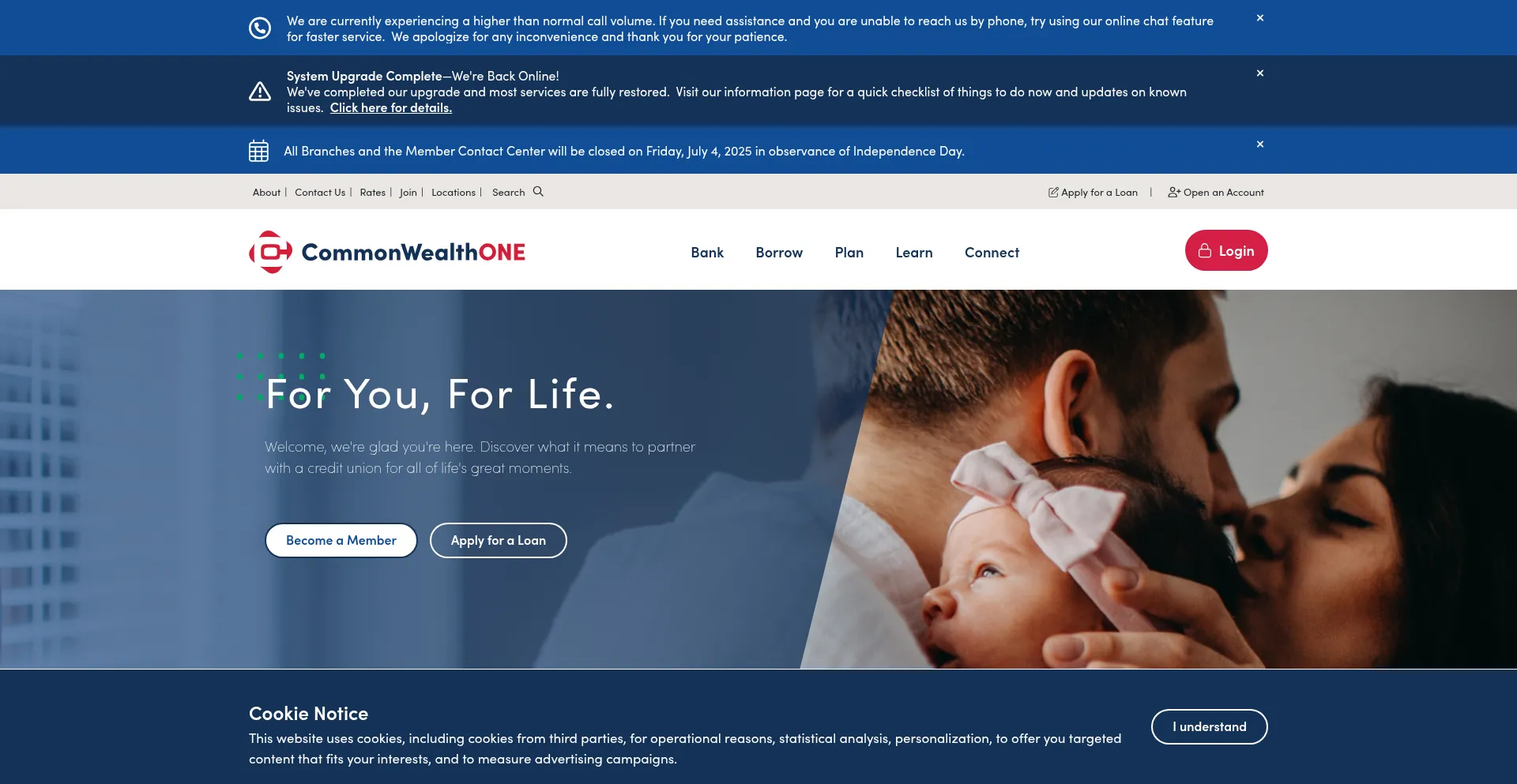 Website screenshot of Cofcu.org
