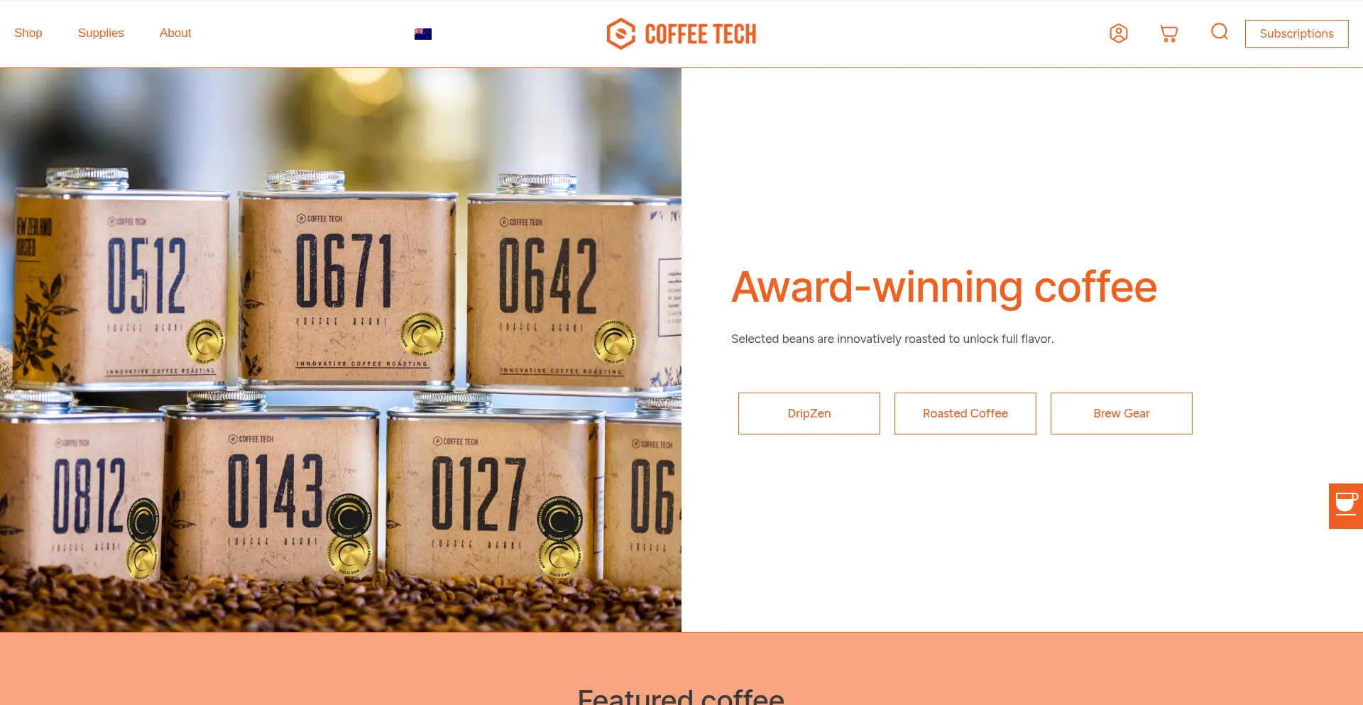 Website screenshot of Coffee-tech.co.nz