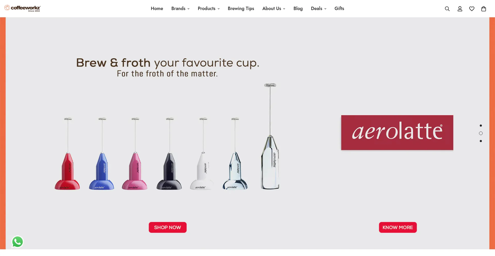 Website screenshot of Coffeeworkz.com
