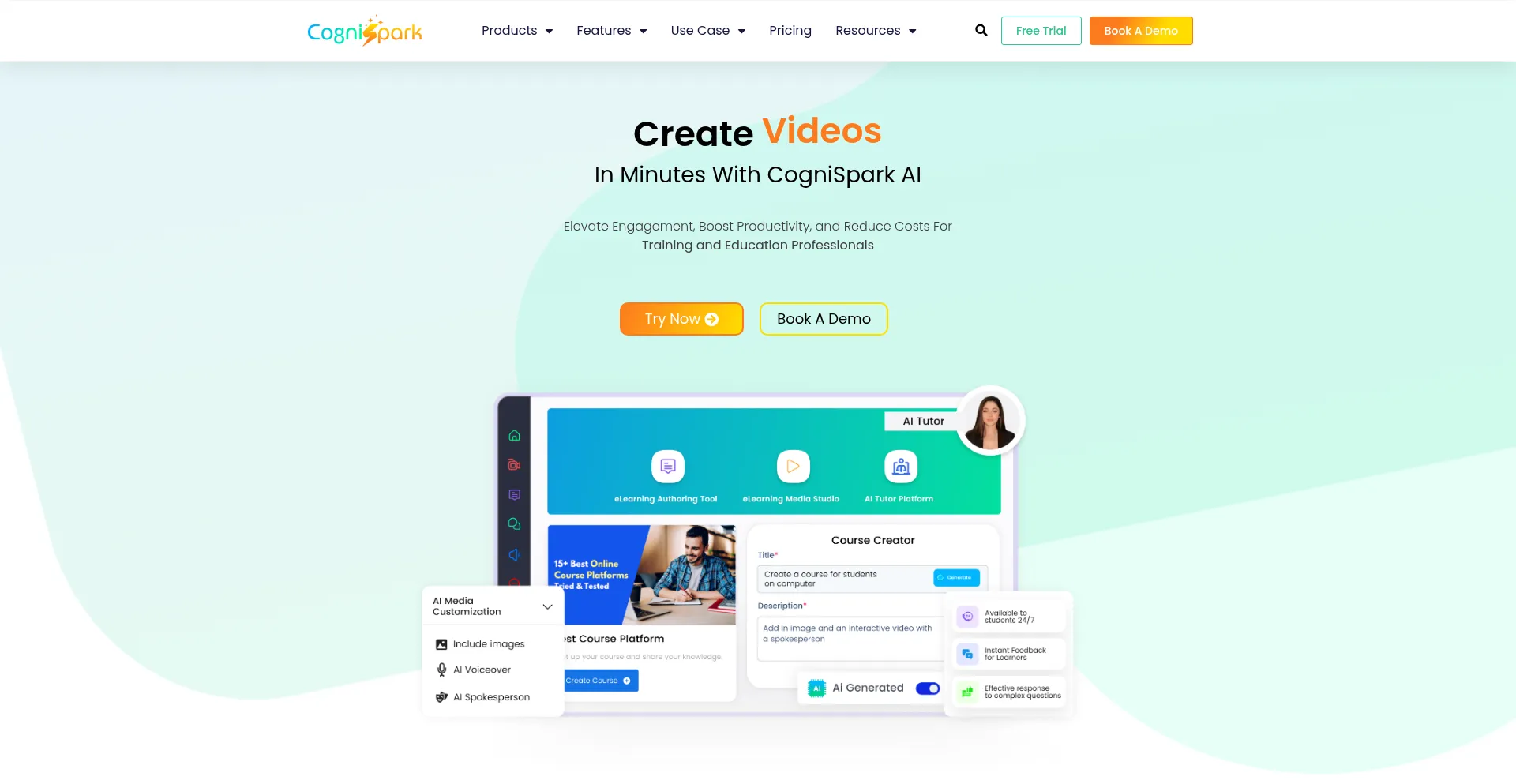Website screenshot of Cognispark.ai