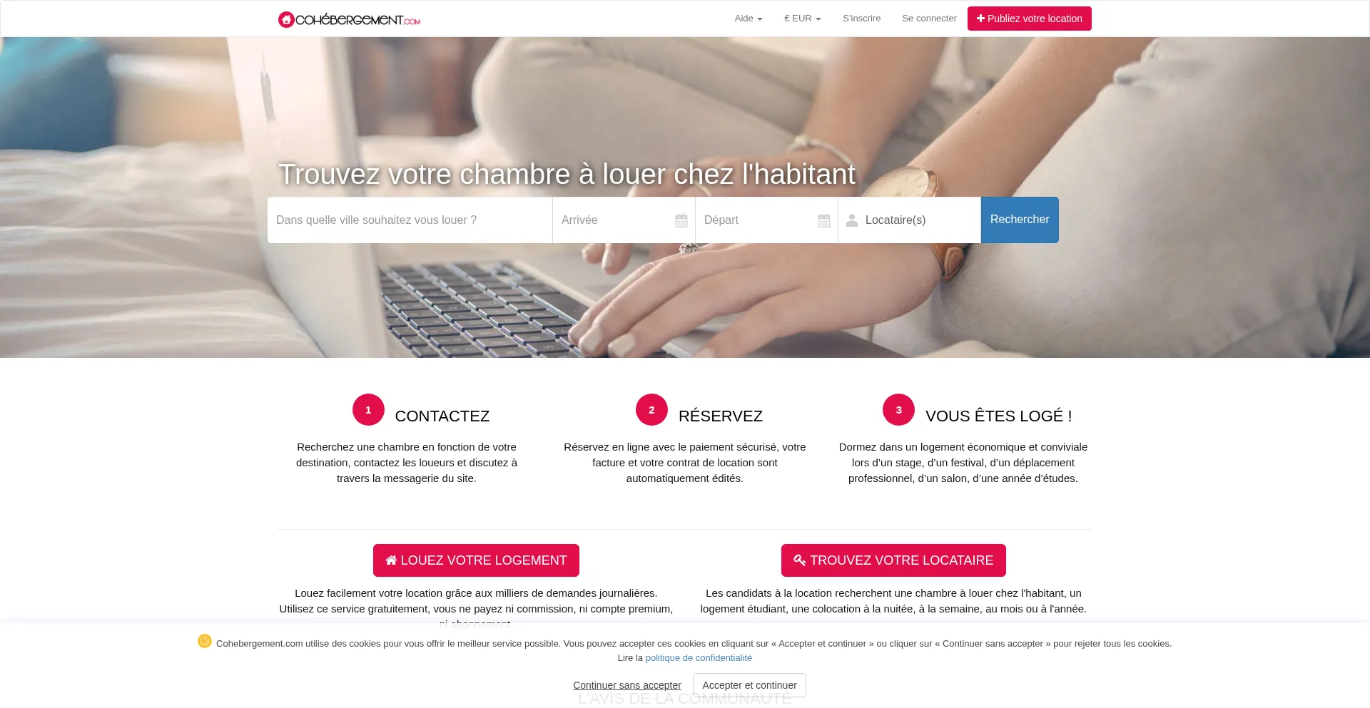 Cohebergement.com Screenshot