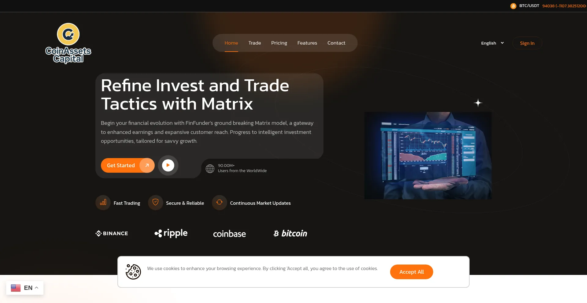 Website screenshot of Coinassetscapital.com