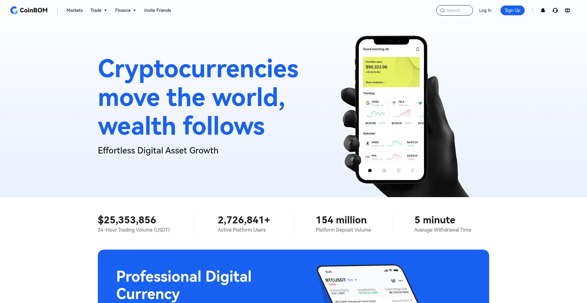Website screenshot of Coinbom.co