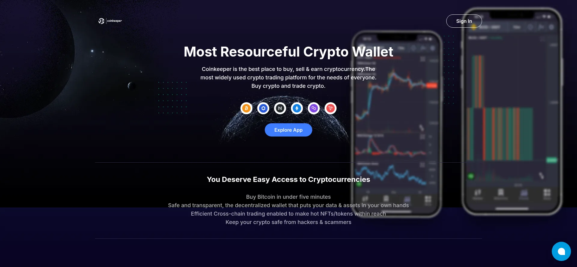 Website screenshot of Coinkeeper.top