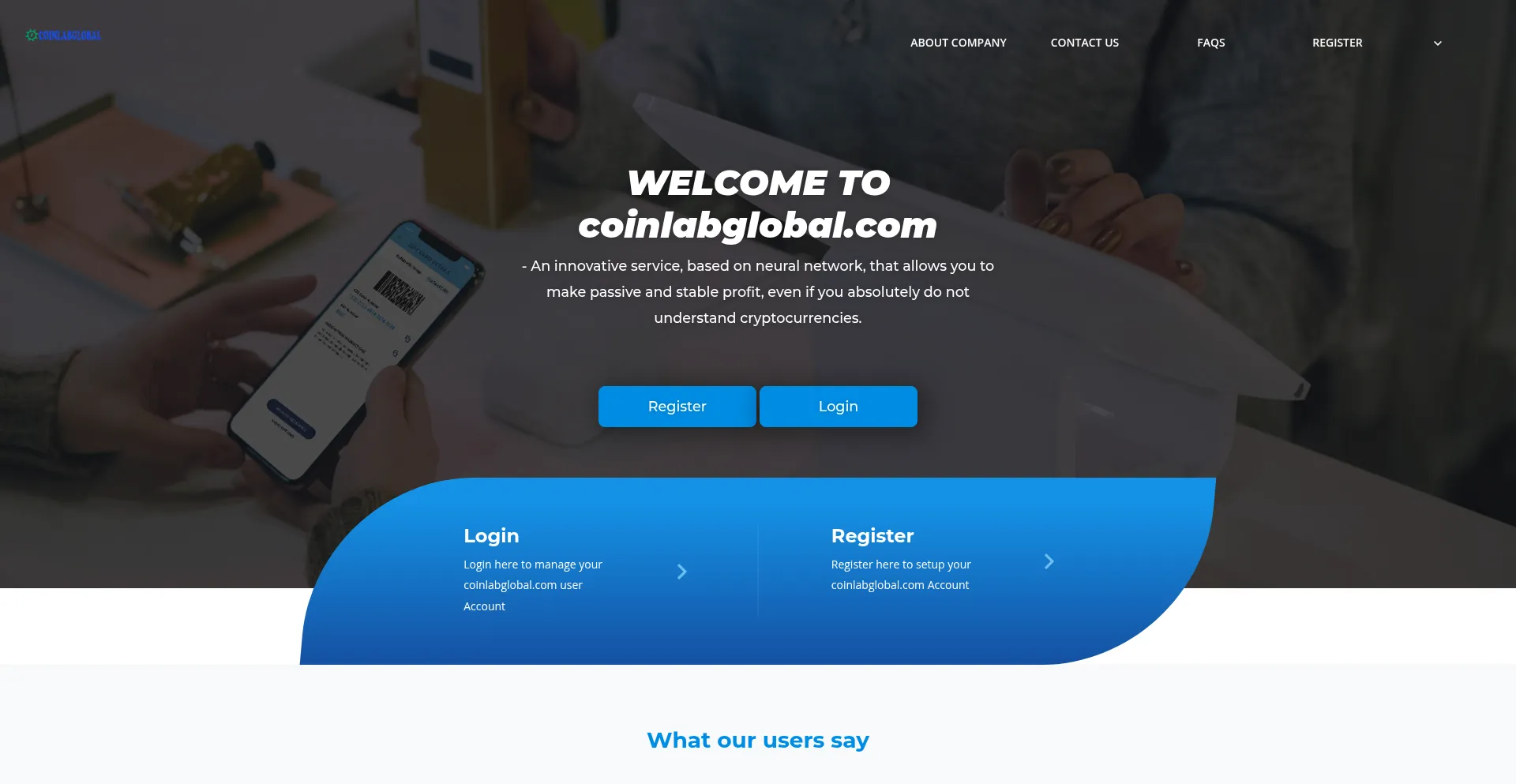Website screenshot of Coinlabglobal.com