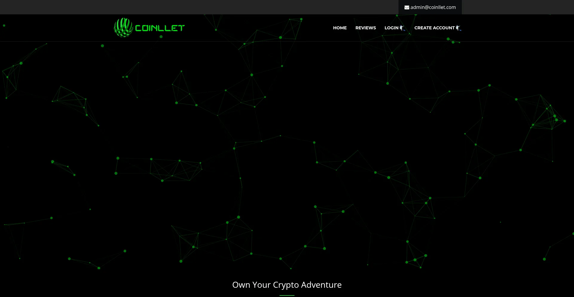 Website screenshot of Coinllet.com