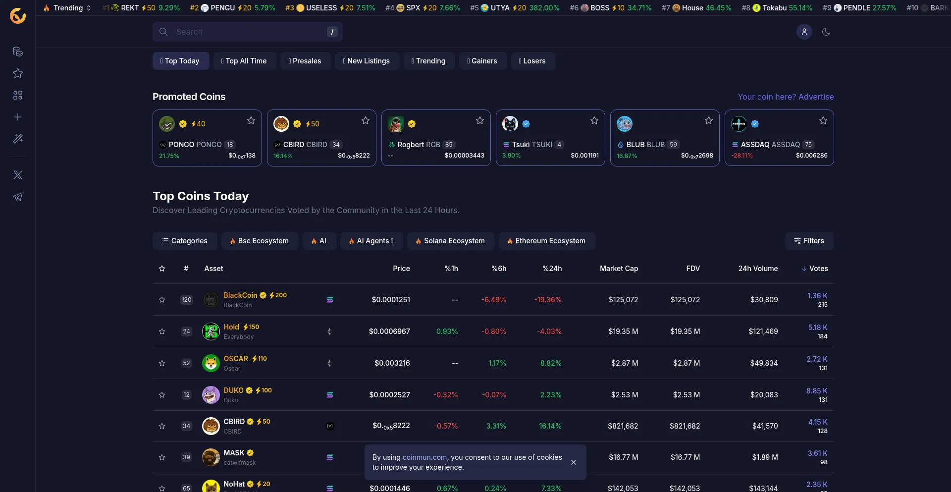 Website screenshot of Coinmun.com