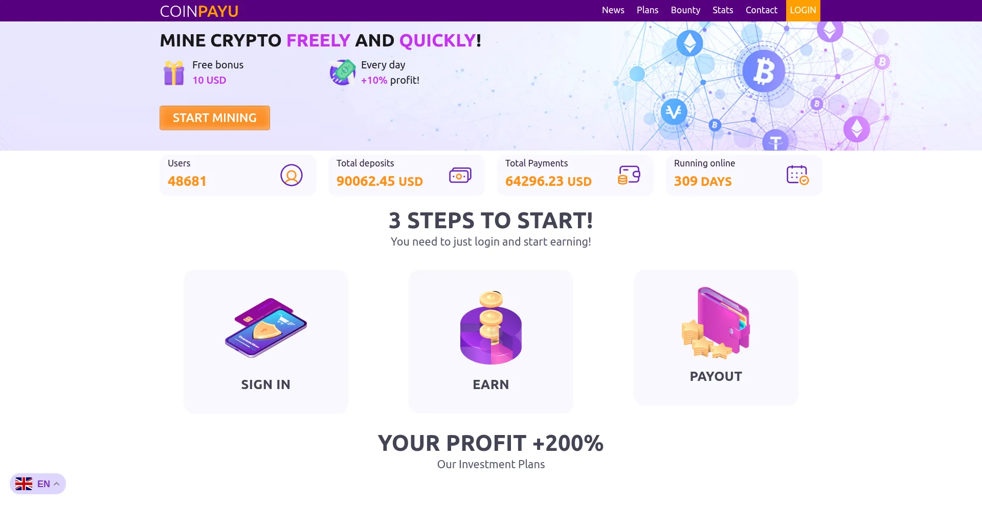 Website screenshot of Coinpayu.pro