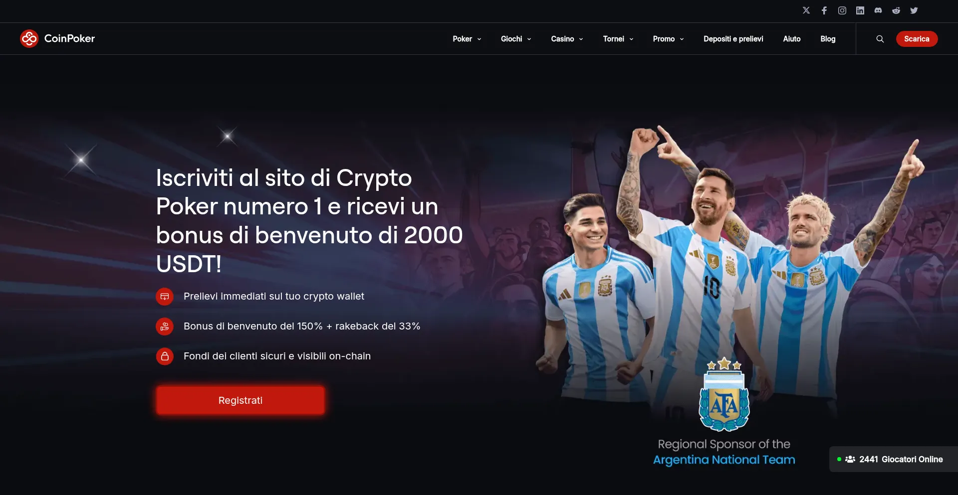 Website screenshot of Coinpokeritaly.com