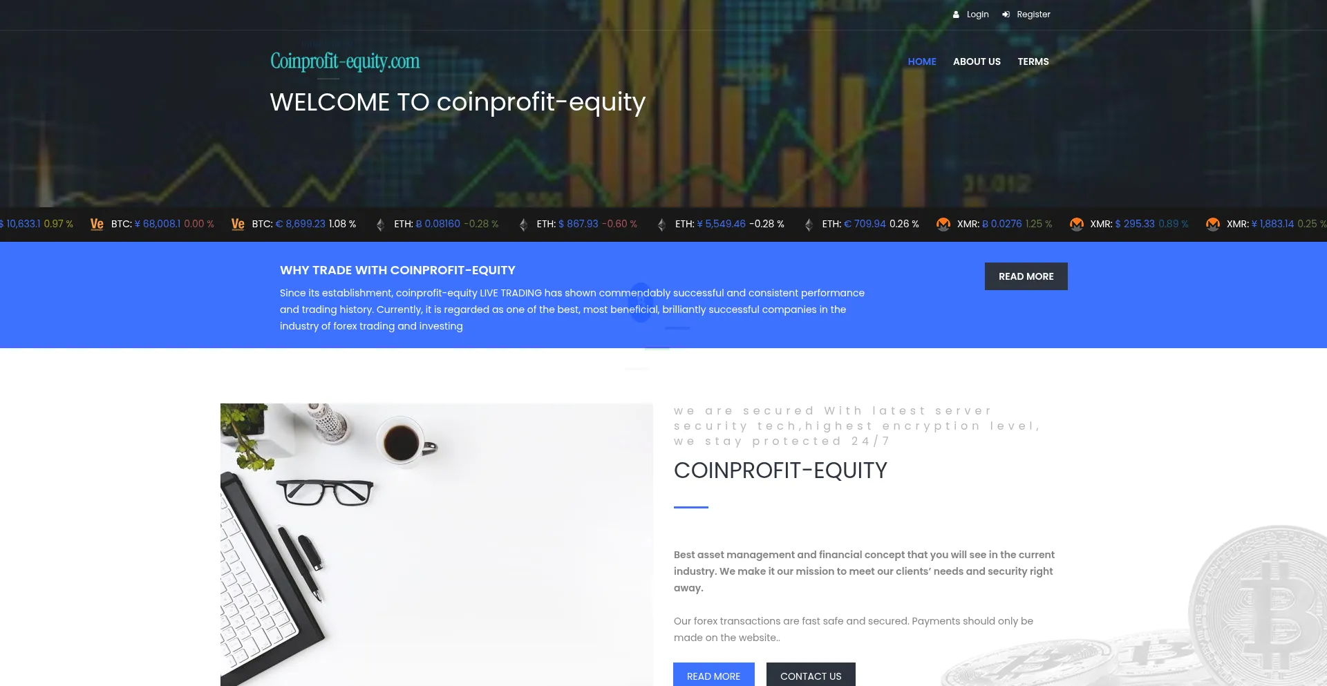 Website screenshot of Coinprofit-equity.com