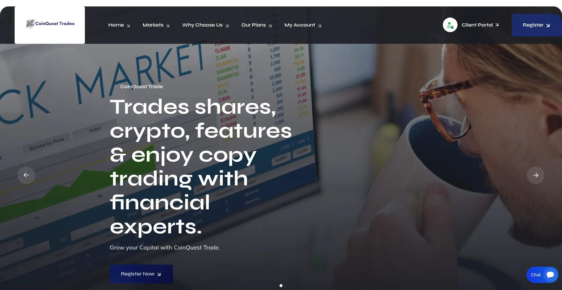 Website screenshot of Coinquesttrade.com