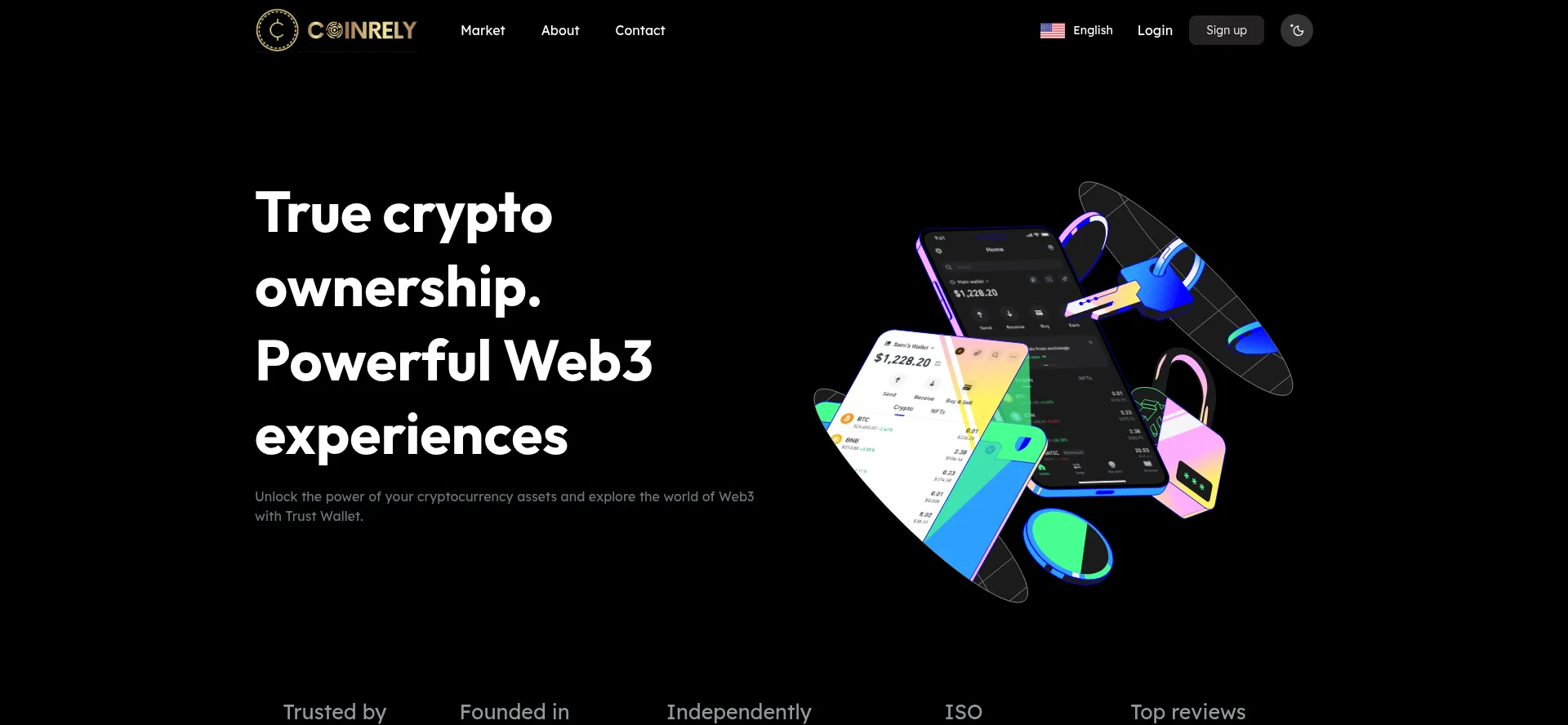 Website screenshot of Coinrely.com