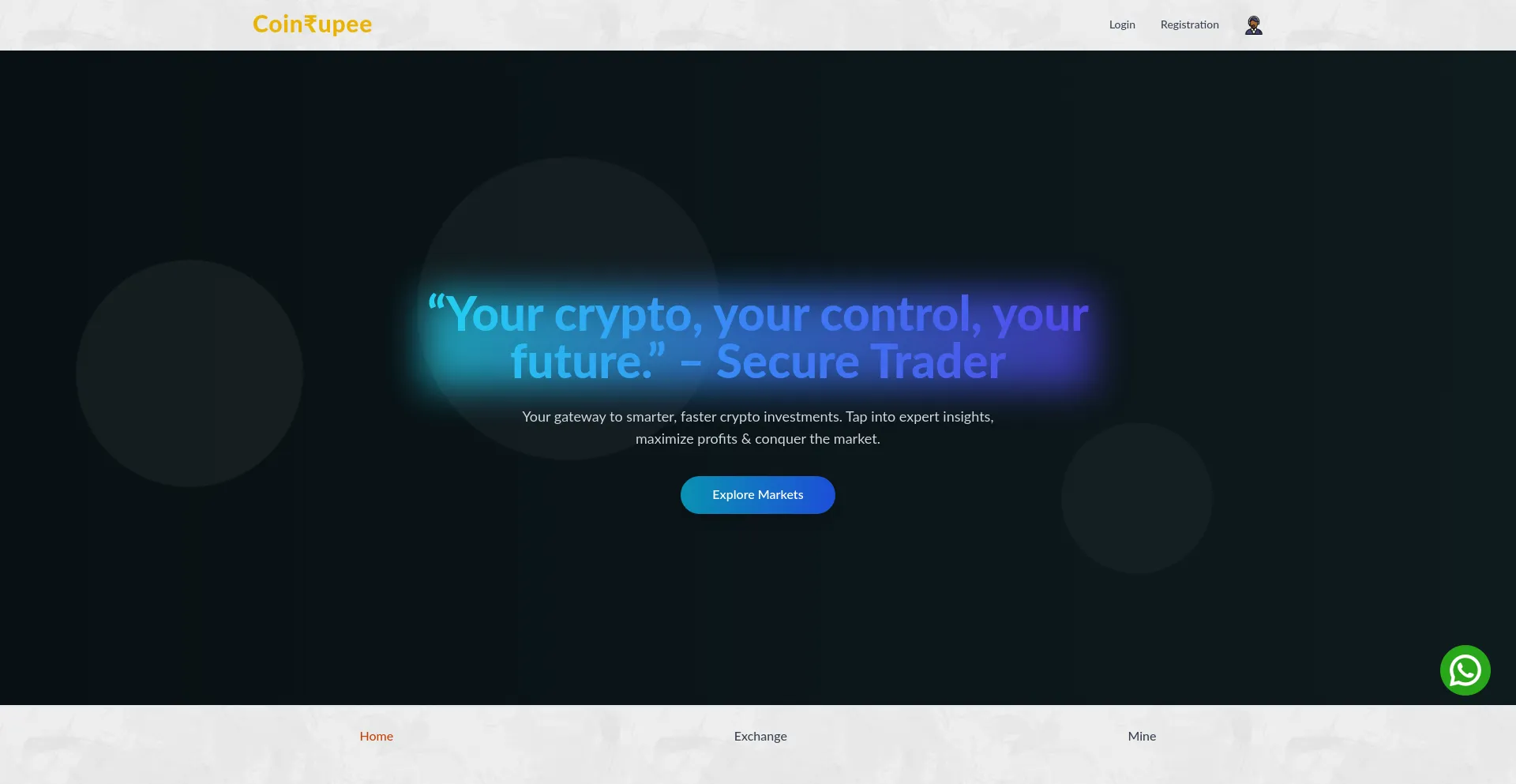 Website screenshot of Coinrupee.in