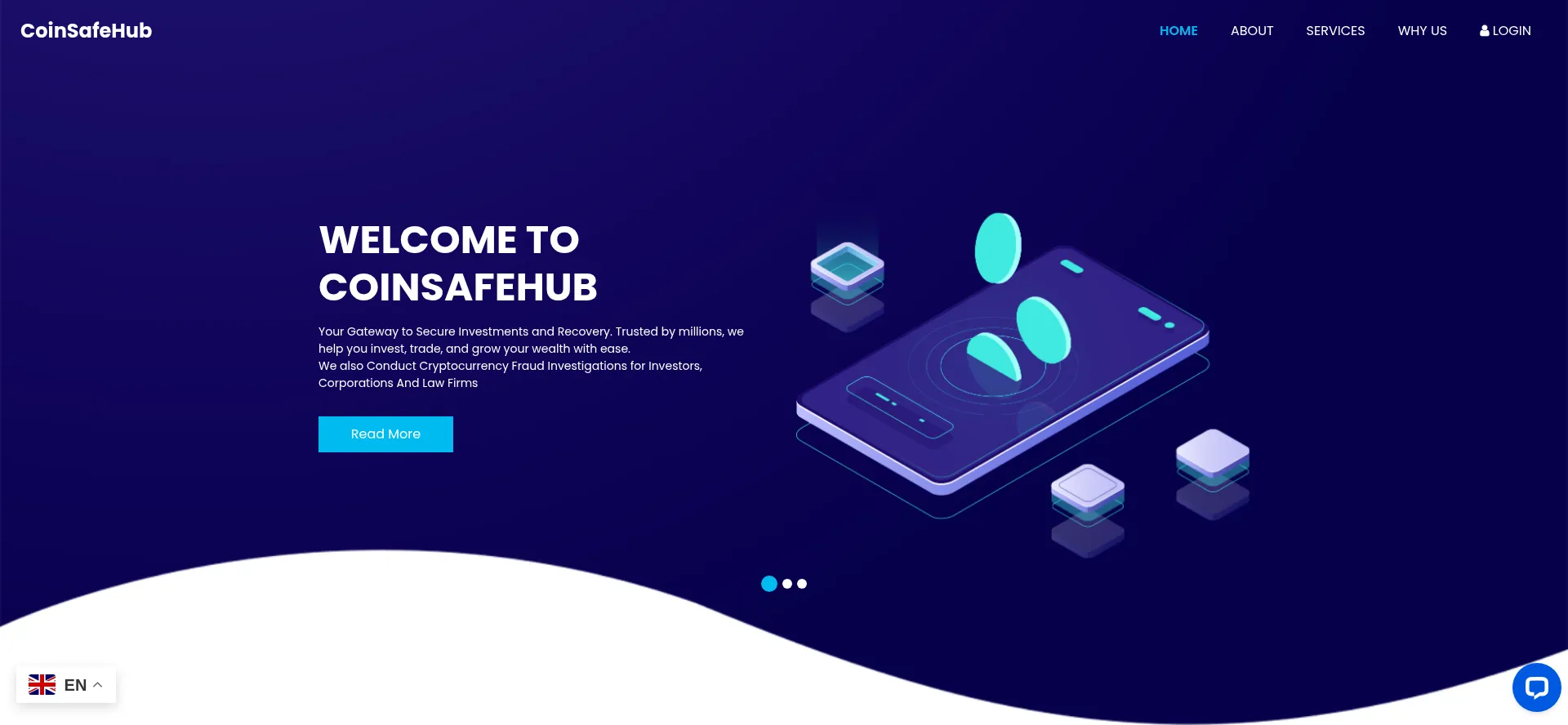 Website screenshot of Coinsafehub.com