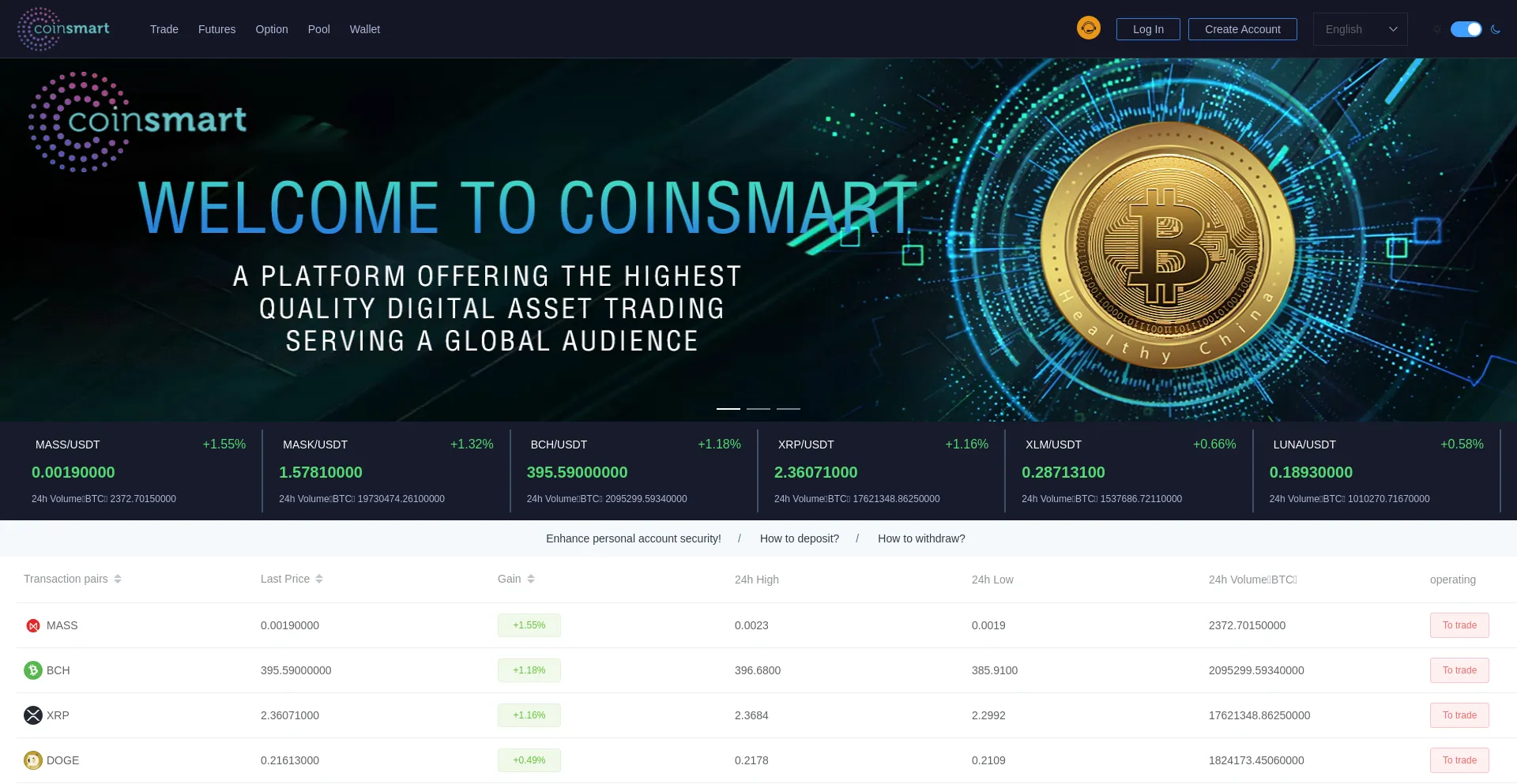 Website screenshot of Coinsmarts.xyz