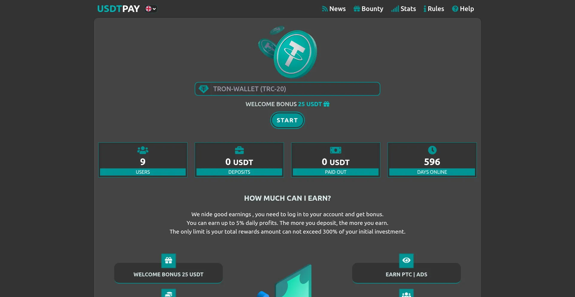 Website screenshot of Coinsminer.top