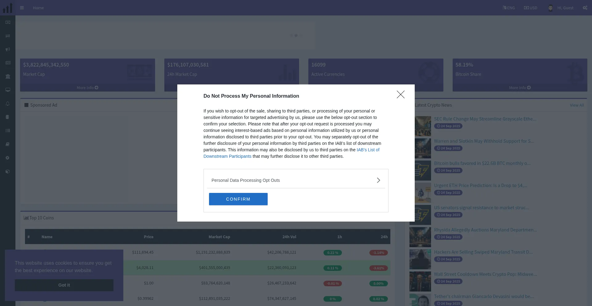 Coinstrend.net Screenshot