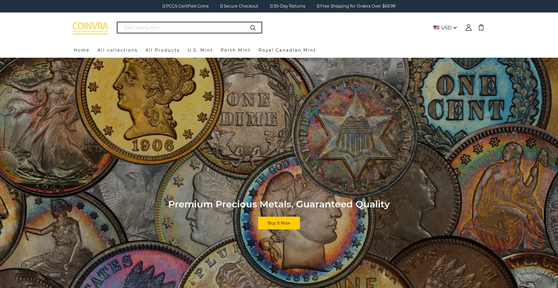 Website screenshot of Coinvra.com