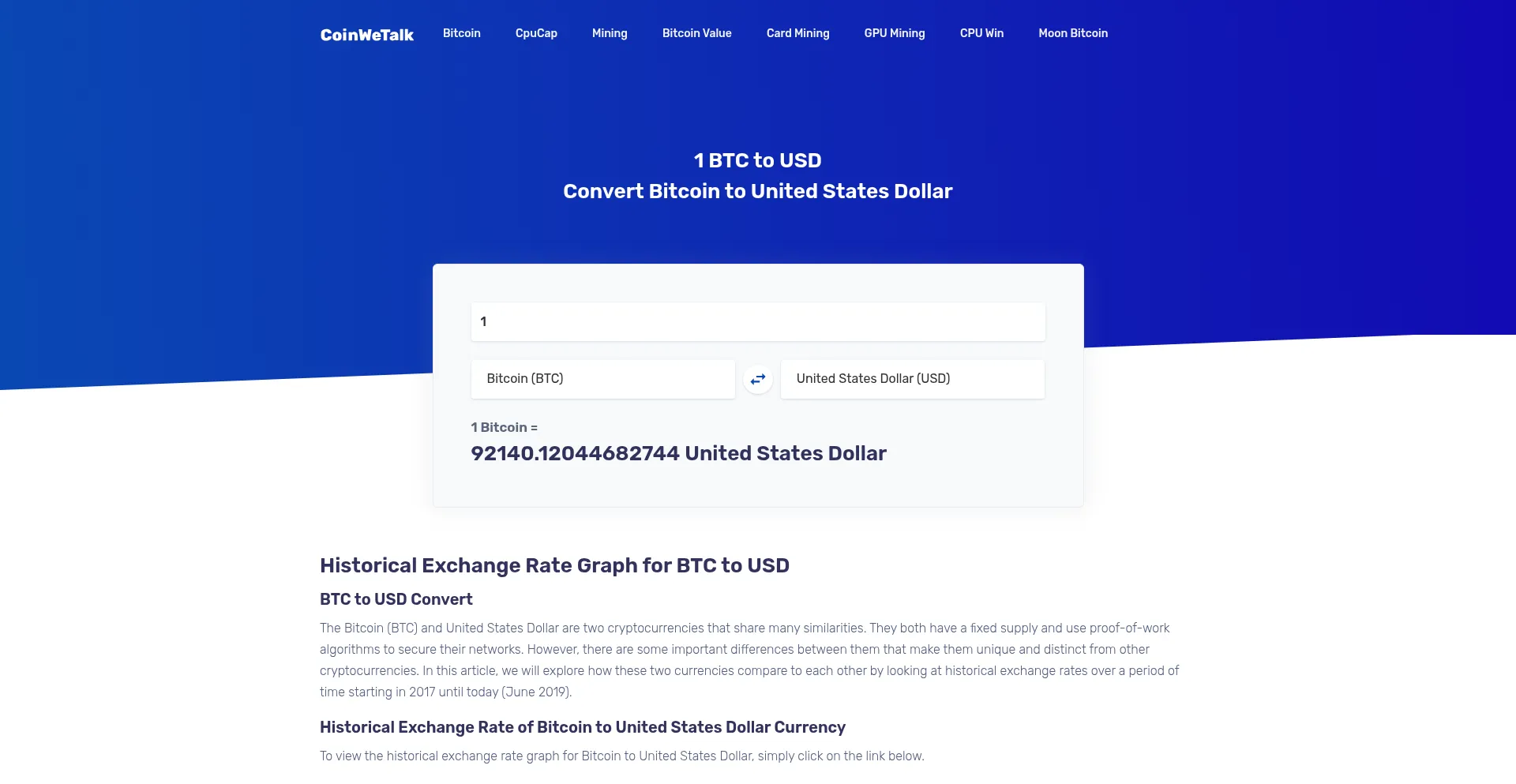 Website screenshot of Coinwetalk.com