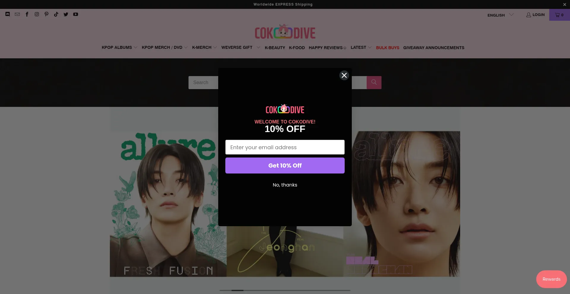 Website screenshot of Cokodive.com