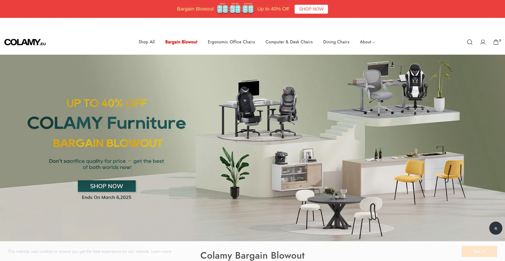 Website screenshot of Colamyhome.eu