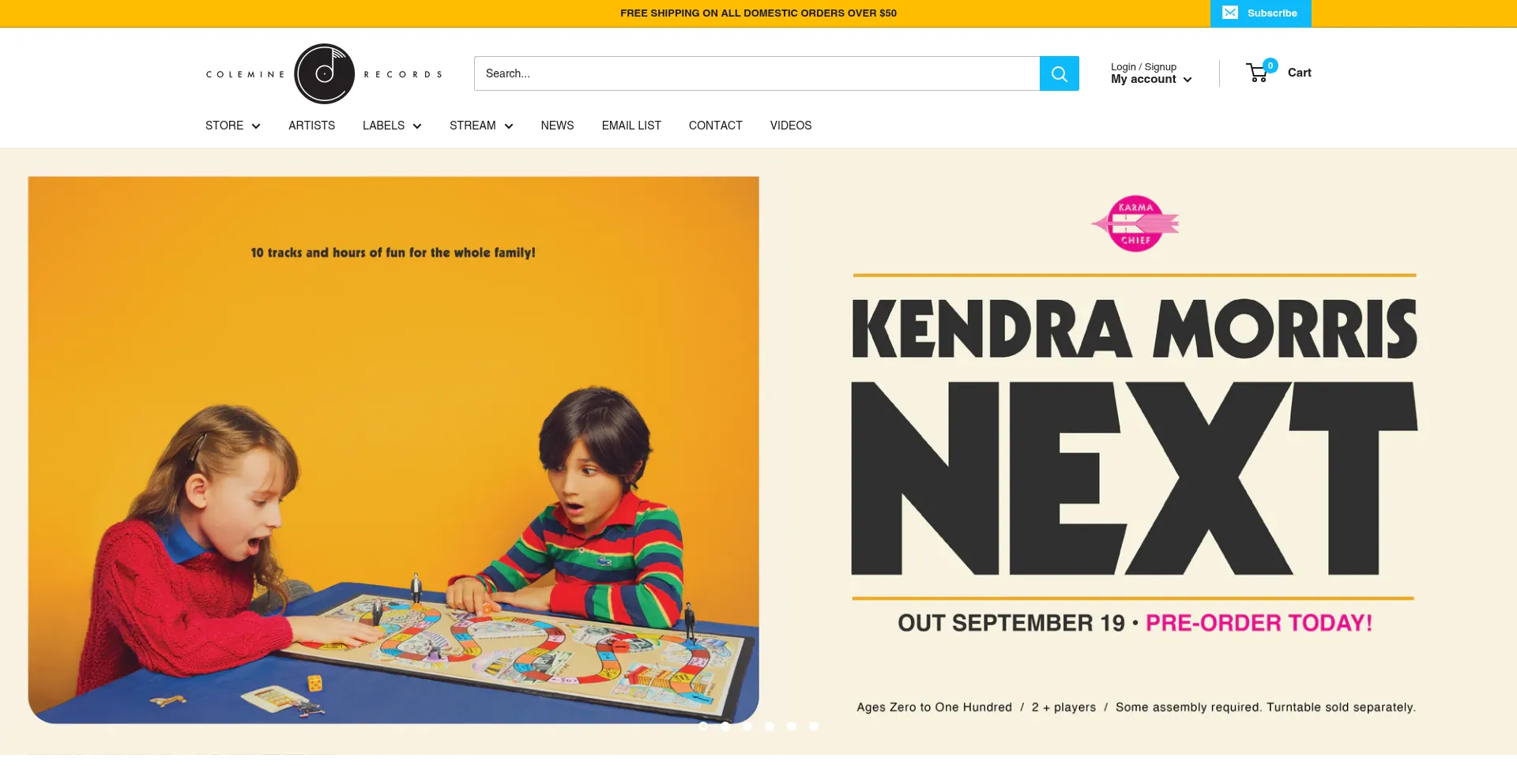 Website screenshot of Coleminerecords.com