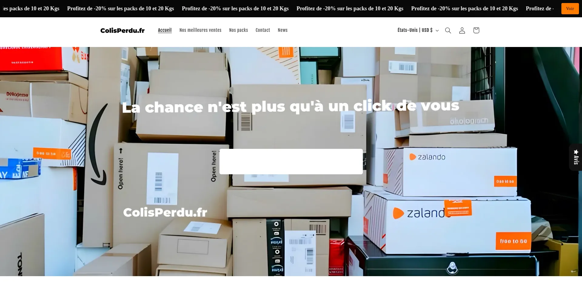 Website screenshot of Colisperdu-shop.com
