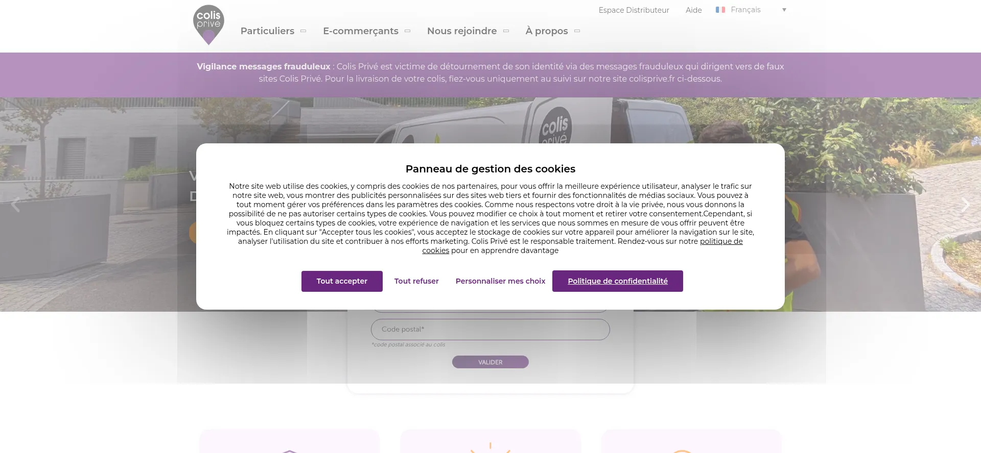 Website screenshot of Colisprive.com