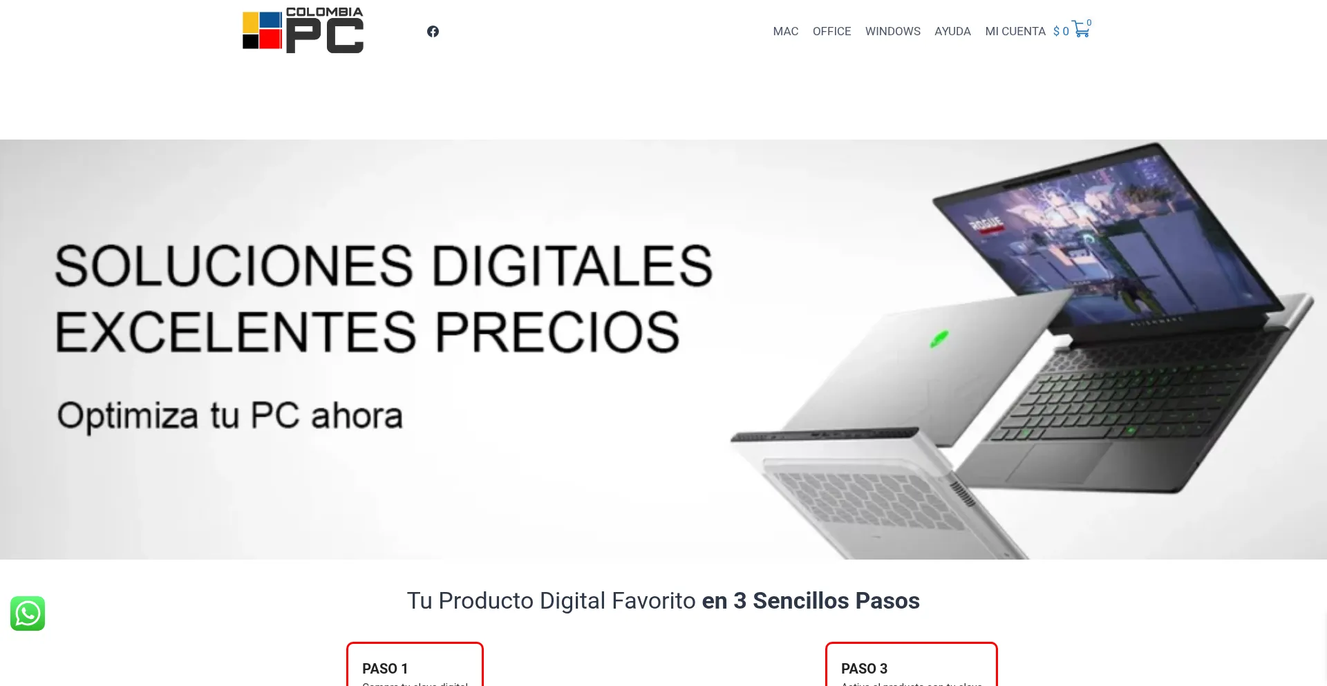 Website screenshot of Colombiapc.com
