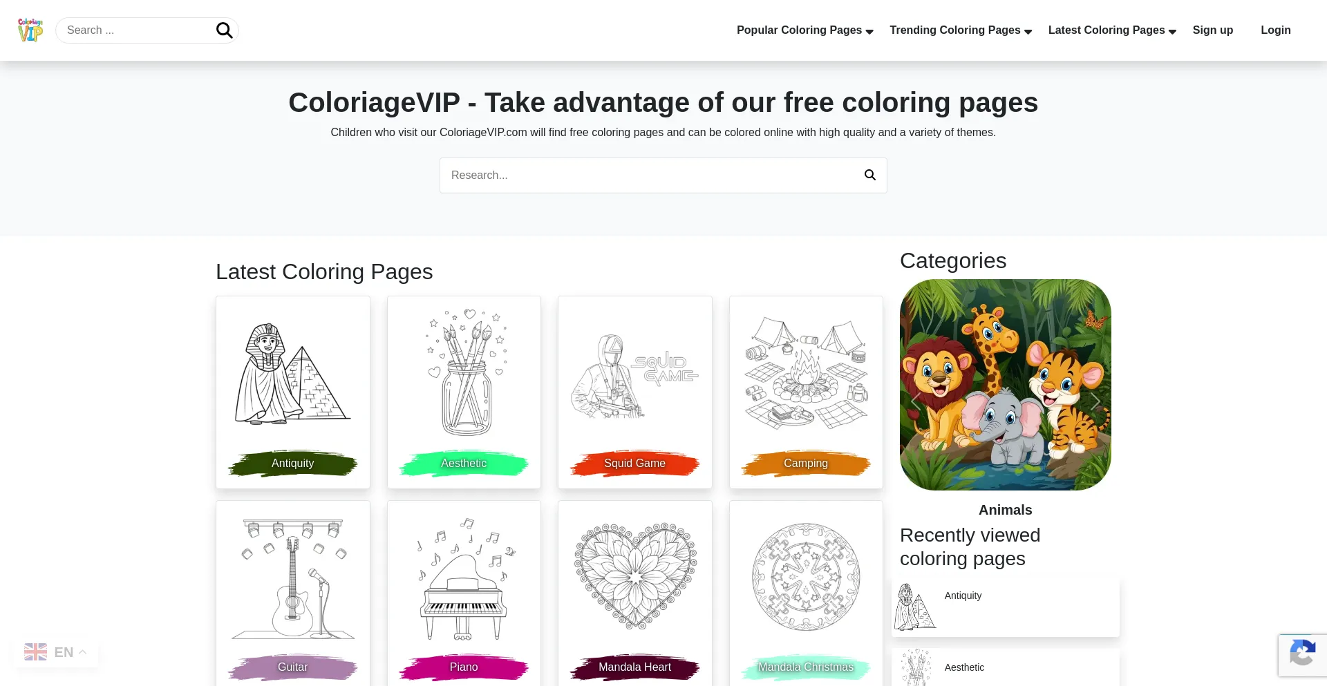 Website screenshot of Coloriagevip.com